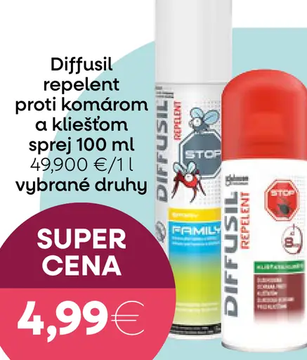 Diffusil repelent proti komárom a kliešťom sprej