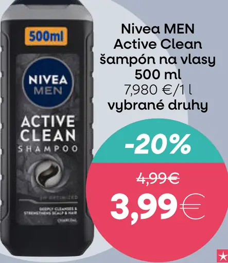 Nivea Men Active Clean šampón na vlasy vybrané druhy