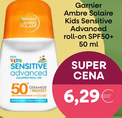 Garnier Ambre Solaire Kids Sensitive Advanced opaľovací roll-on SPF50+