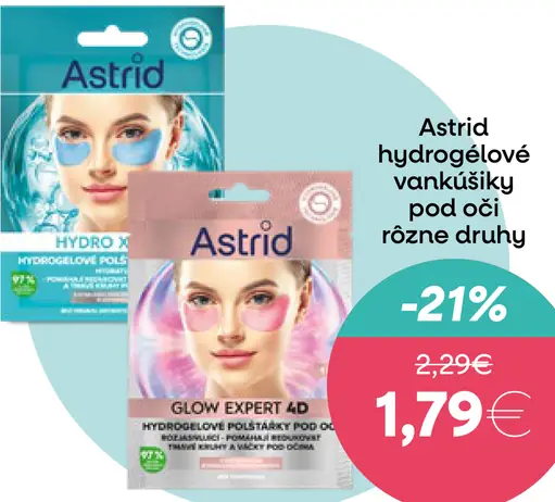 Astrid hydrogélové vankúšiky pod oči rôzne druhy