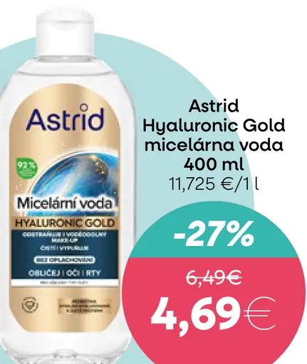 Astrid Hyaluronic Gold micelárna voda