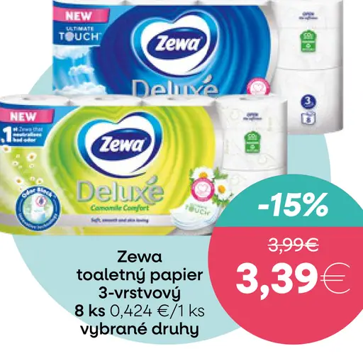 Zewa Deluxe Delicate Care toaletný papier 3-vrstvový