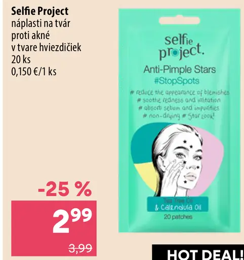 Selfie Project náplasti na tvár proti akné v tvare hviezdičiek