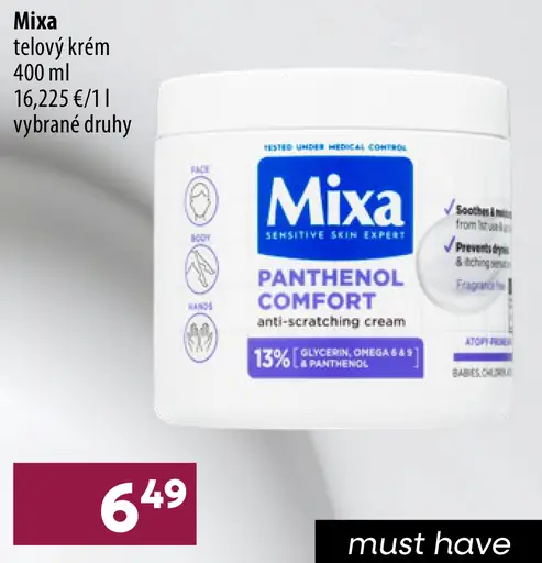 Mixa Panthenol Comfort telový krém