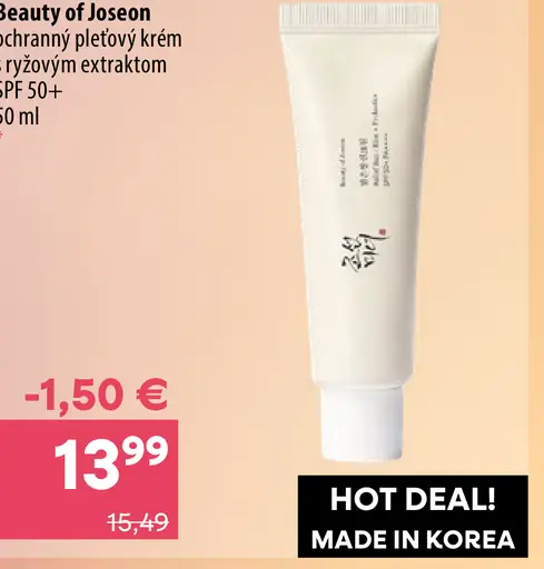 Beauty of Joseon ochranný pleťový krém s ryžovým extraktom SPF 50+