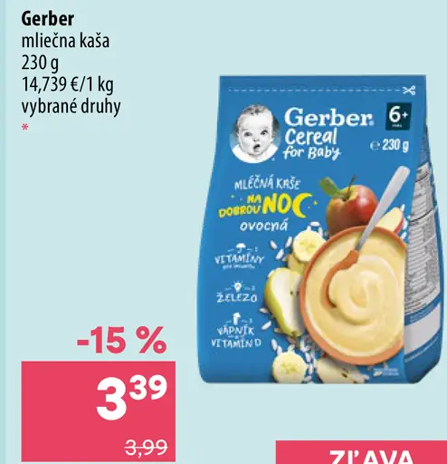 Gerber mliečna kaša rôzne druhy