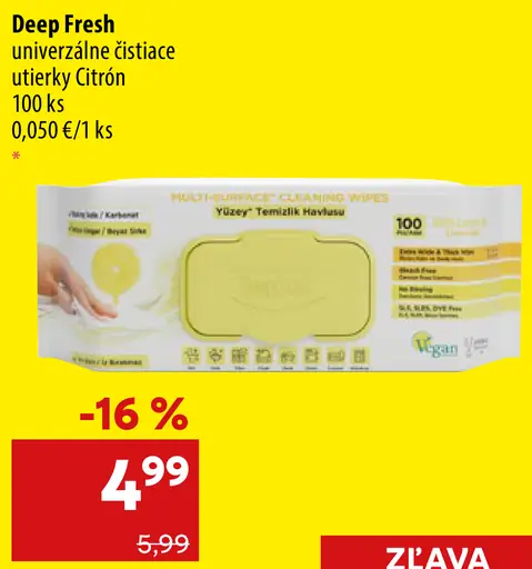 Deep Fresh univerzálne čistiace utierky Citrón
