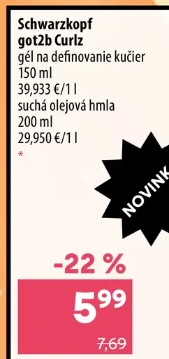 Schwarzkopf got2b Curlz gél na definovanie kučier