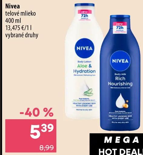 Nivea telové mlieko