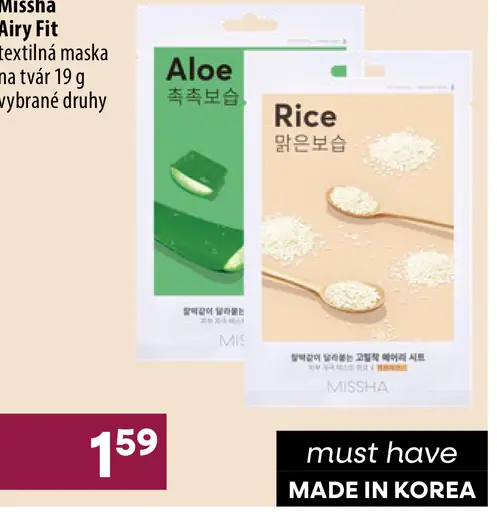 Missha Airy Fit textilná maska na tvár