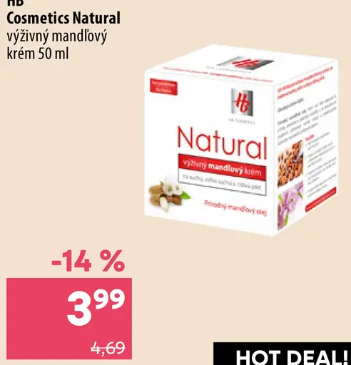 HB Cosmetics Natural výživný mandľový krém
