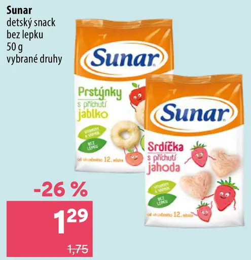 Sunar detský snack bez lepku výber druhov