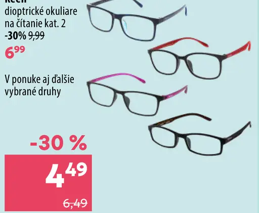 Keen dioptrické okuliare na čítanie kategória 2