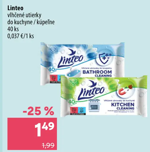 Linteo vlhčené utierky do kuchyne a kúpeľne
