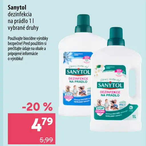 Sanytol dezinfekcia na prádlo