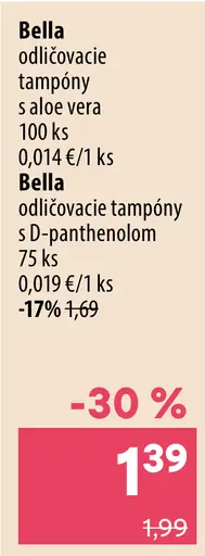 Bella odličovacie tampóny s aloe vera