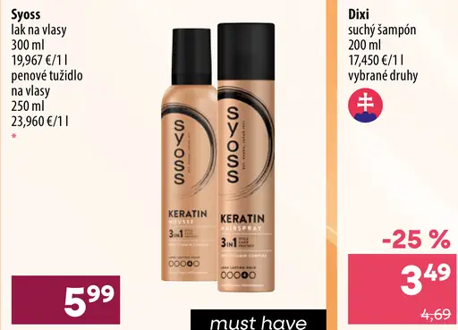 Syoss lak na vlasy Keratin