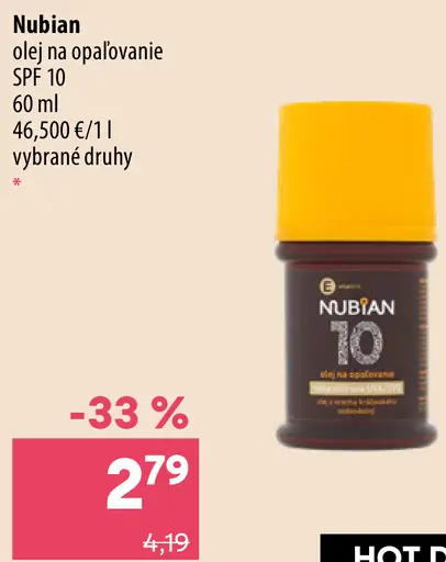 Nubian olej na opaľovanie SPF 10