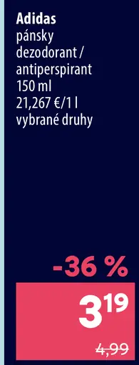Adidas pánsky deodorant / antiperspirant, vybrané druhy