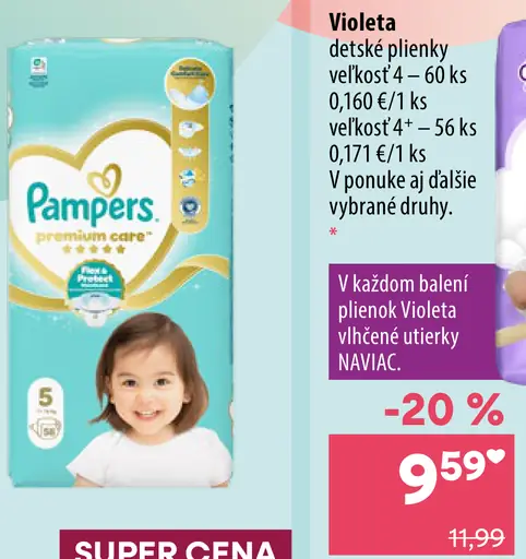 Pampers premium care detské plienky, veľkosť 5