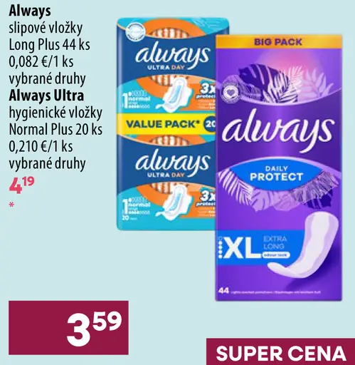 Always slipové vložky Long Plus