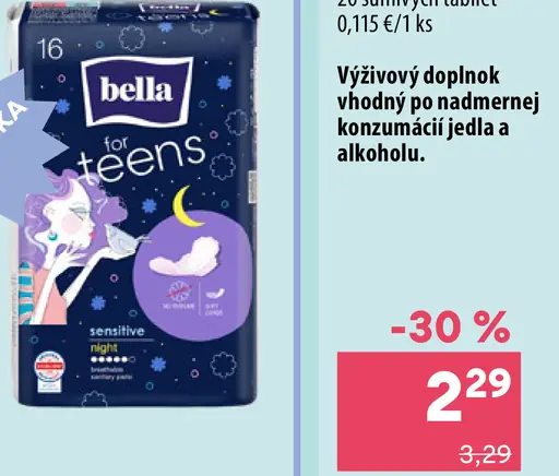 Bella for Teens ultra tenké hygienické vložky Sensitive Night