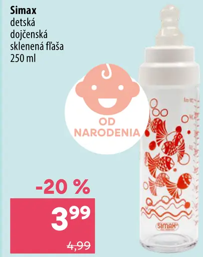 Simax detská sklenená fľaša