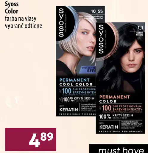 Syoss Permanent Color farba na vlasy, vybrané odtiene