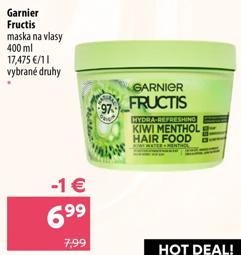Garnier Fructis Hydra-Refreshing Kiwi Menthol maska na vlasy