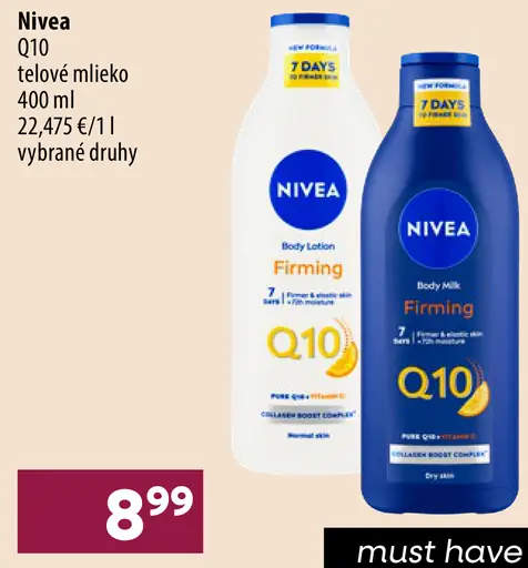 Nivea Q10 Spevňujúce telové mlieko