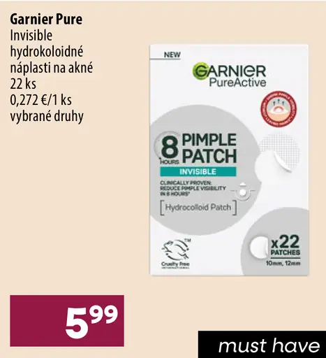 Garnier Pure Active Invisible hydrocolloidné náplasti na akné