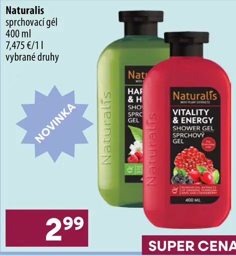 Naturalis sprchovací gél, vybrané druhy