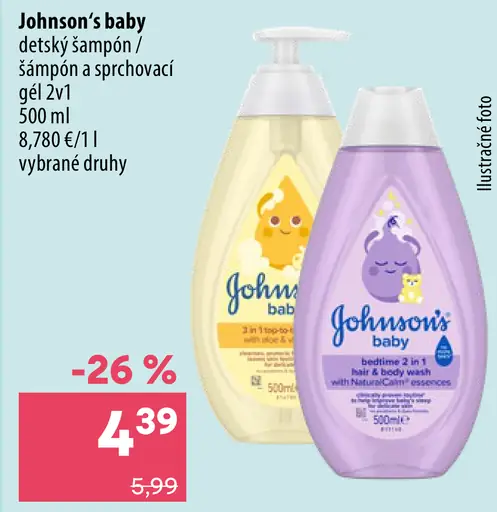 Johnson’s baby detský šampón a šampón s prísadou sprchovacieho gélu 2 v 1