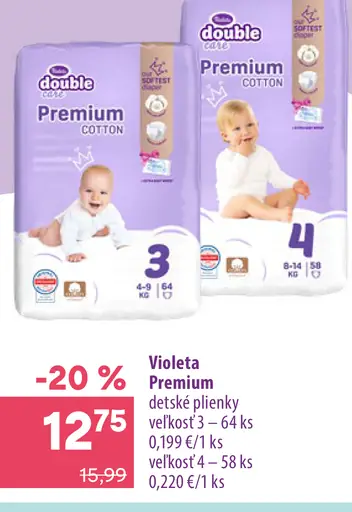 Violeta Premium detské plienky, veľkosť 3