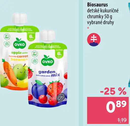 Biosaurus detské kukuričné chrumky