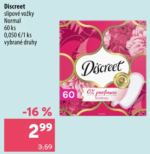 Discreet slipové vložky Normal