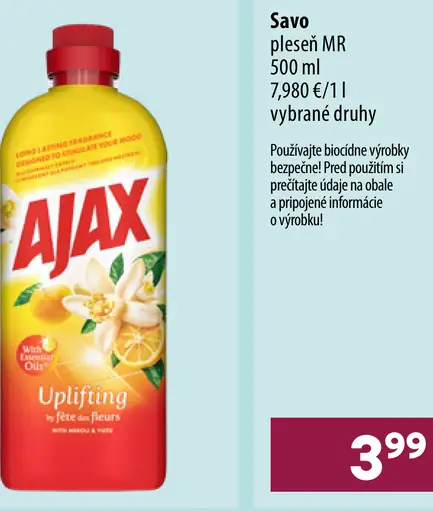Ajax čistiaci prostriedok, vybrané druhy