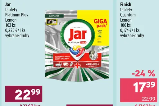 Jar Platinum Plus Lemon kapsuly do umývačky riadu
