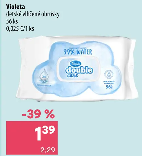 Violeta vlhčené obrúsky Double Care