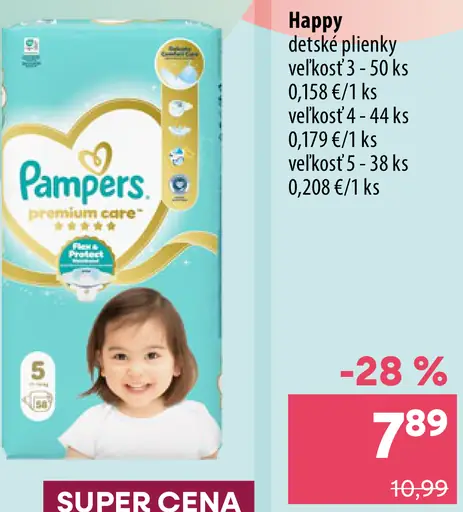 Pampers premium care detské plienky, veľkosť 5