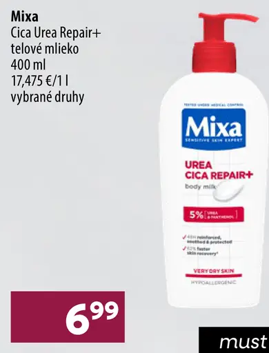 Mixa Cica Urea Repair+ telové mlieko