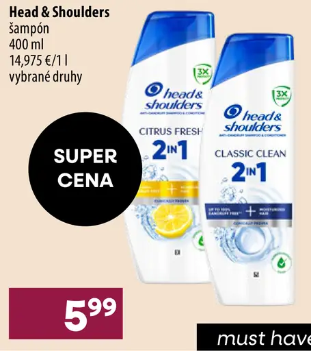 Head & Shoulders šampón Citrus Fresh 2 v 1