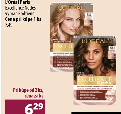 L’Oréal Paris Excellence Nudes farba na vlasy, vybrané odtiene – pri kúpe 2 kusov