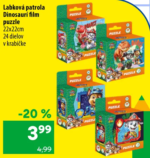 Labková patrola dinosauří film puzzle, 24 dielov