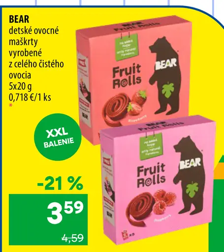 BEAR Fruit Rolls detské ovocné maškrty z celého čistého ovocia
