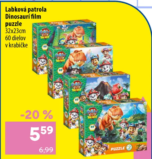 Labková patrola dinosauří film puzzle, 60 dielov