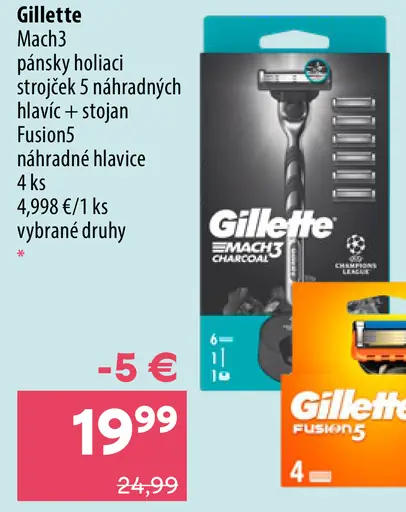 Gillette Mach3 pánsky holiaci strojček s 5 náhradnými hlavicami a stojanom