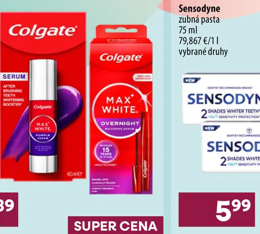 Colgate Max White bieliace pero a bieliace sérum