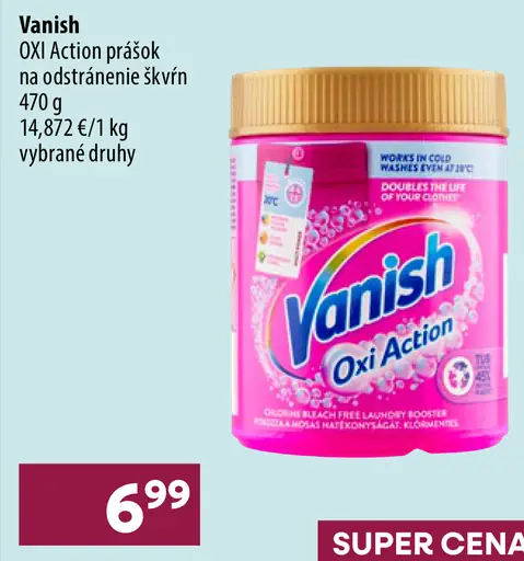 Vanish Oxi Action prášok na odstránenie škvŕn rôzne druhy