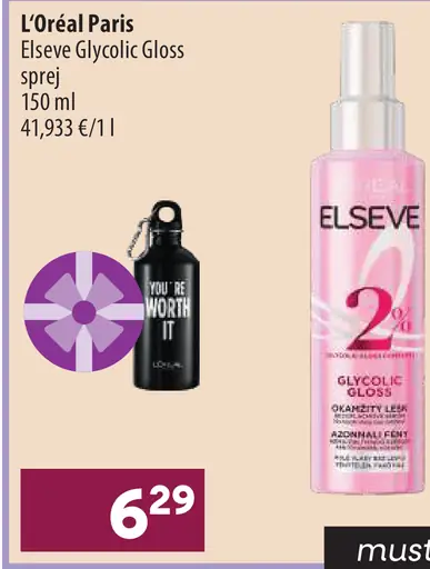 L'Oréal Paris Elseve Glycolic Gloss sérum na vlasy v spreji